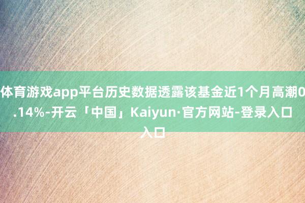 体育游戏app平台历史数据透露该基金近1个月高潮0.14%-开云「中国」Kaiyun·官方网站-登录