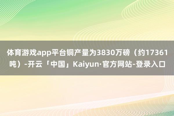 体育游戏app平台铜产量为3830万磅（约17361吨）-开云「中国」Kaiyun·官方网站-登录入