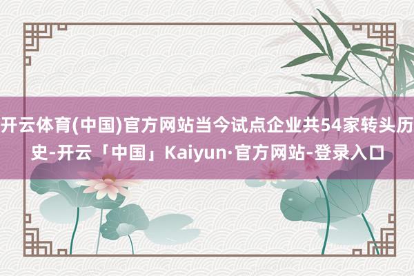 开云体育(中国)官方网站当今试点企业共54家转头历史-开云「中国」Kaiyun·官方网站-登录入口
