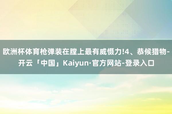 欧洲杯体育枪弹装在膛上最有威慑力!4、恭候猎物-开云「中国」Kaiyun·官方网站-登录入口