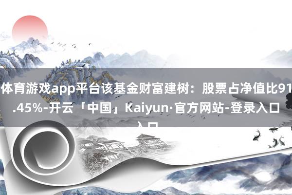 体育游戏app平台该基金财富建树:股票占净值比91.45%-开云「中国」Kaiyun·官方网站-登录入口